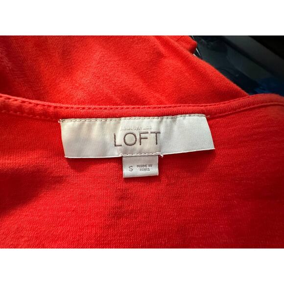 Ann Taylor LOFT Red Dress Small Cotton Modal - Picture 3 of 8